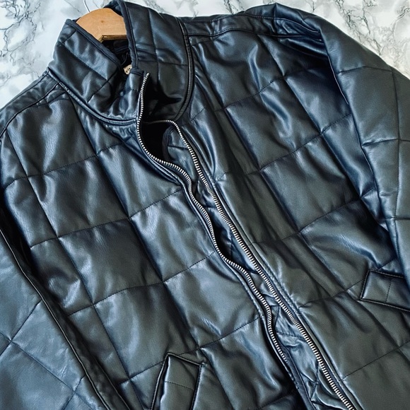 NWT Free People Quilted Vegan Leather Bomber Jacket in Black - Picture 9 of 16